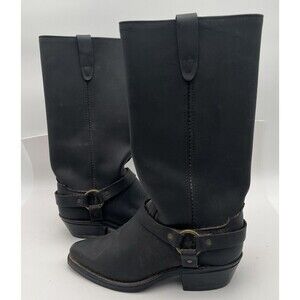 Genuine Leather Women’s Riding Harness Boots 6M Black USA Used Cowgirl Western